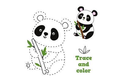 Dot to dot panda game. Connect dots and color image of cute bear with