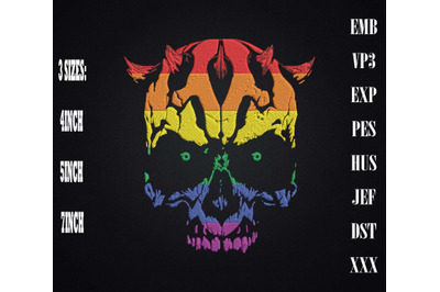 LGBT Rainbow Skull Support Gay Lesbian Embroidery, LGBTQ Rainbow Pride