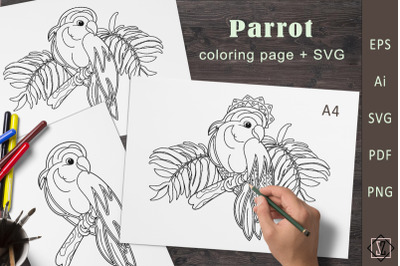 Parrot. Coloring + SVG