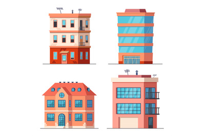 Cartoon office city buildings. House or real estate for business or li