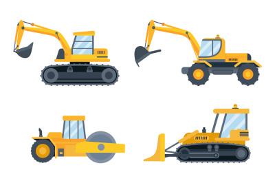 Construction heavy equipment. Engineering machines for building as exc