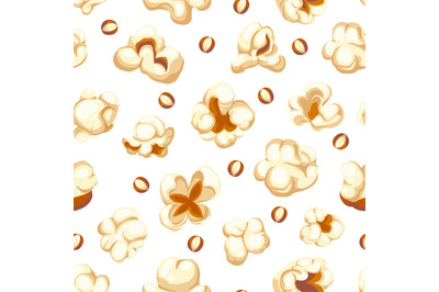 Popcorn pattern. Seamless print of fun snack or TV series and cinema w