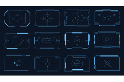 HUD square target. Futuristic user interface frames and borders, Sci-F