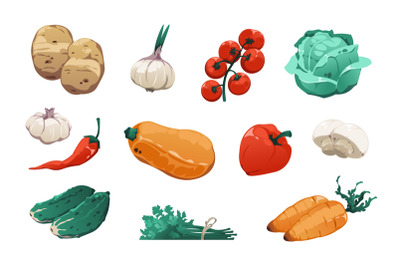 Cartoon vegetables. Organic food highly detailed farming game asset, f