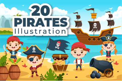 20 Pirate Cartoon Illustration