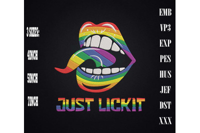 Lick Rainbow Lgbt Funny Just Lick It Embroidery