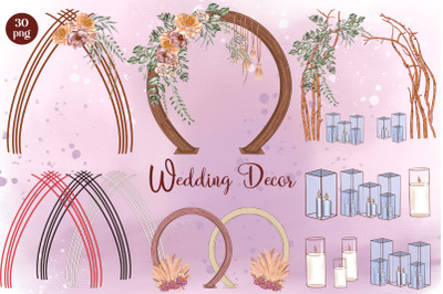 Wedding decor arch with flowers clipart