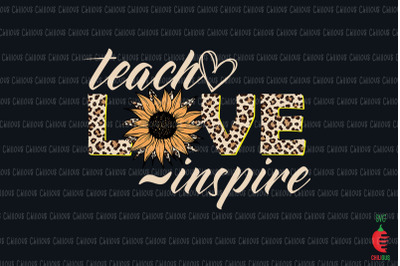 Teach Love Inspire Sunflower Leopard