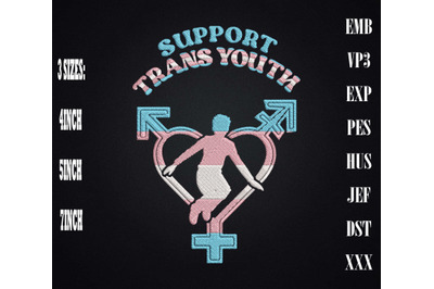 Support Trans Youth LGBT Transgender Embroidery, LGBTQ Rainbow Pride