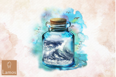 Jar Of Sea World In Jar Design