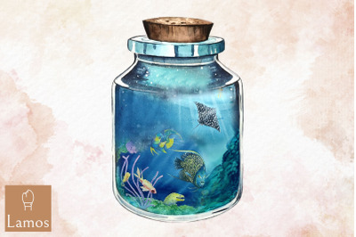 Jar Of Sea Animal World In Jar