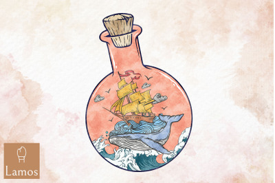 Jar Of Whale Boat World In Jar Design