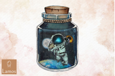 Jar Of Galaxy Space Man World In Jar