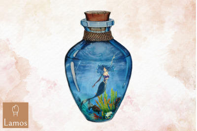 Jar Of Mermaid Sea World In Jar Design