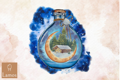 Jar Of Winter Snow House World In Jar