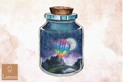 Jar Of Hot Air Balloon World In Jar