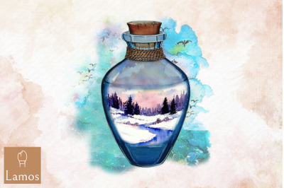 Jar Of Winter Stream World In Jar