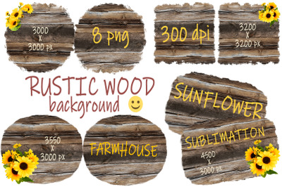 Wooden backgrounds PNG Bundle. Sublimation design elements.