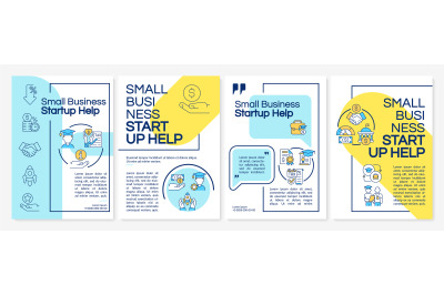 Small business startup help blue and yellow brochure template