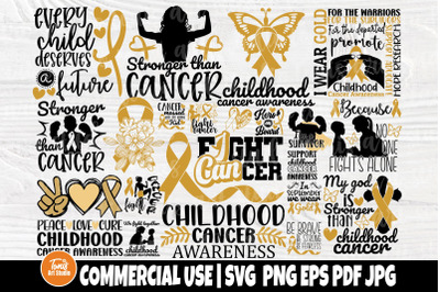 Childhood Cancer SVG Bundle - Cancer Cut Files - 20 Shirt Designs - Aw