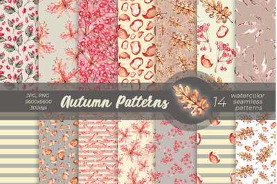 Watercolor Autumn patterns Watercolor Patterns PNG, JPG