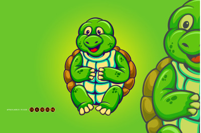 Cute sea turtle cartoon mascot illustrations