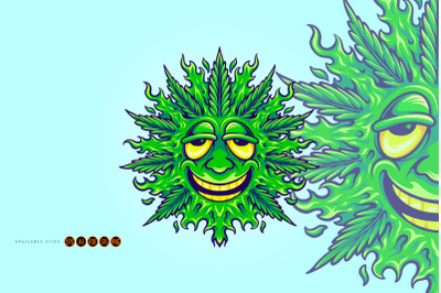 Weed leaf cute emoji smile illustrations