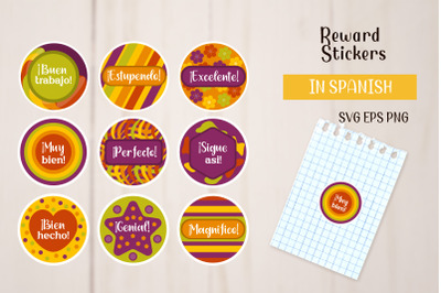 Reward Stickers for Kids&2C; Printable Teacher Stickers Spanish