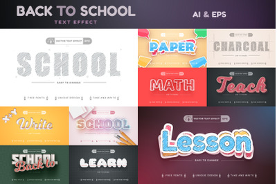 Set 10 School Editable Text Effects | Font Styles