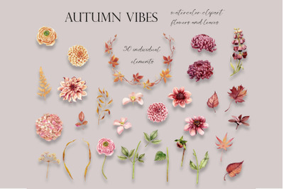 Watercolor Fall Floral PNG, Autumn Flower Clipart