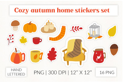 Cozy autumn home stickers set