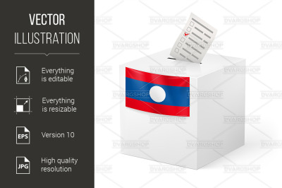 Ballot box with voting paper. Laos