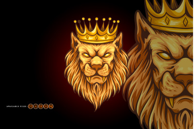 Vintage elegant lion king crown illustrations