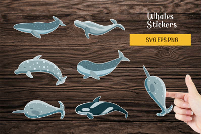 Cute Whales Stickers, Printable Stickers SVG