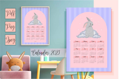 Calendar 2023 WITH CUTE RABBIT