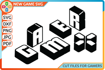 3D effect gamer text SVG | Birthday gift for video game addicts PNG
