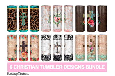 Christian Tumbler Sublimation Bundle | Cross Design 20oz Skinny Wrap