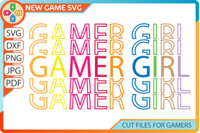 Gamer girl stacked text SVG | Mirrored font cut file | Gamer girl DXF