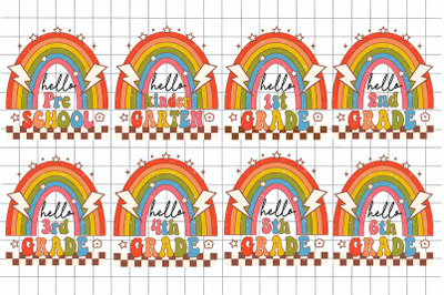 Retro Hello School Color Rainbow Graphics Bundle