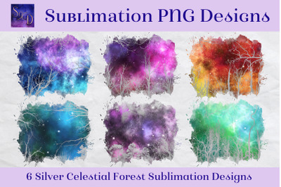 Sublimation PNG Designs - Silver Celestial Forest