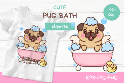 Cute pug sublimation dog grooming clipart: Cute animal cartoon