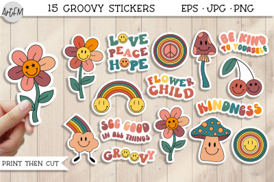 Retro Sticker Bundle | Groovy Flowers | Hippie Stickers