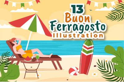 13 Buon Ferragosto Italian Festival Illustration