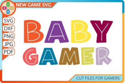 Baby gamer SVG | Fun colorful text for baby t-shirt design PNG