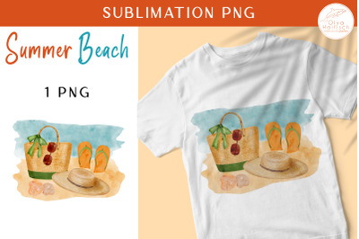Watercolor Beach Fashion PNG. Summer Sublimation Clipart