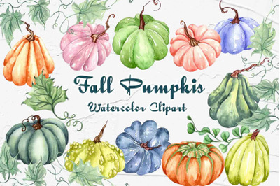 Watercolor Pumpkins Clipart