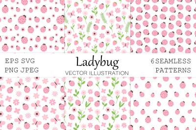 Ladybug seamless pattern. Ladybug background. Ladybug SVG