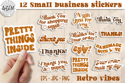 Thank You Stickers in PNG | Retro Sticker Bundle