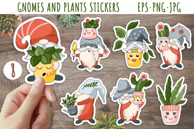 Gnomes and house plants sticker bundle / Gnome stickers