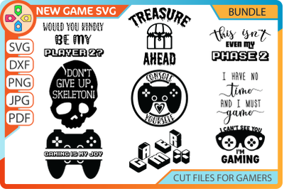 Gaming sayings SVG Bundle | 9 funny gamer quotes cut files.